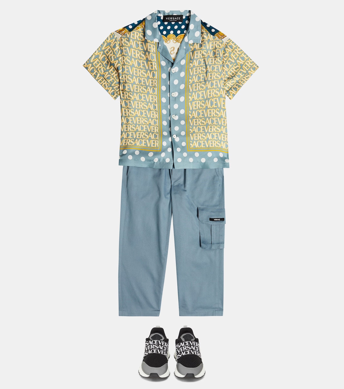Greca cotton gabardine pants | Versace Kids