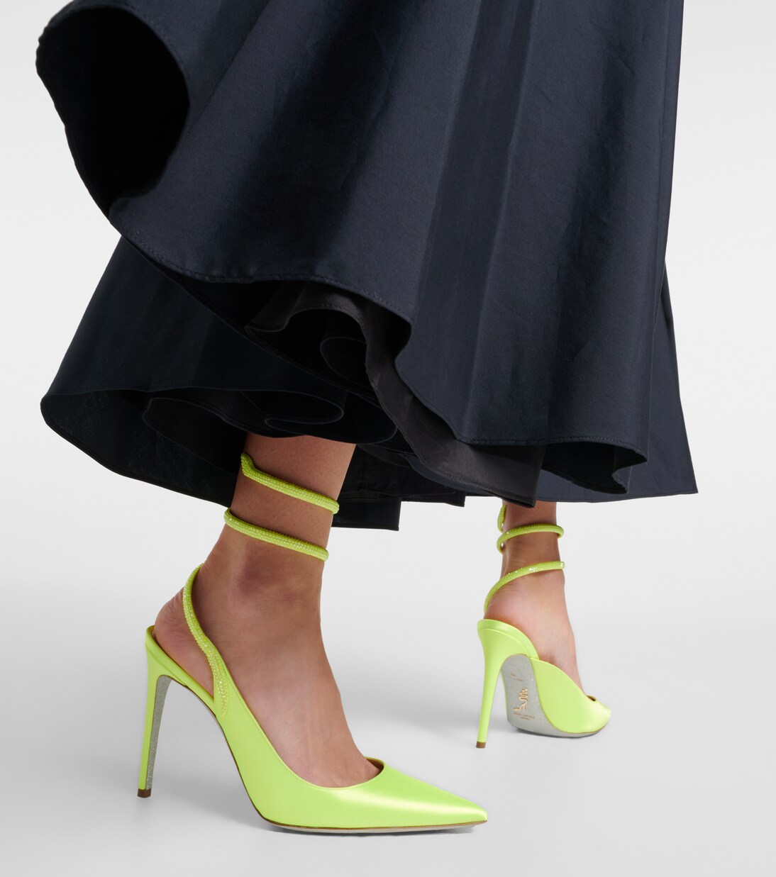 Cleo crystal-embellished satin pumps | Rene Caovilla