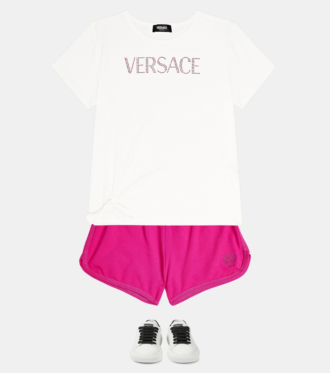 Greca cotton-blend jersey shorts | Versace Kids