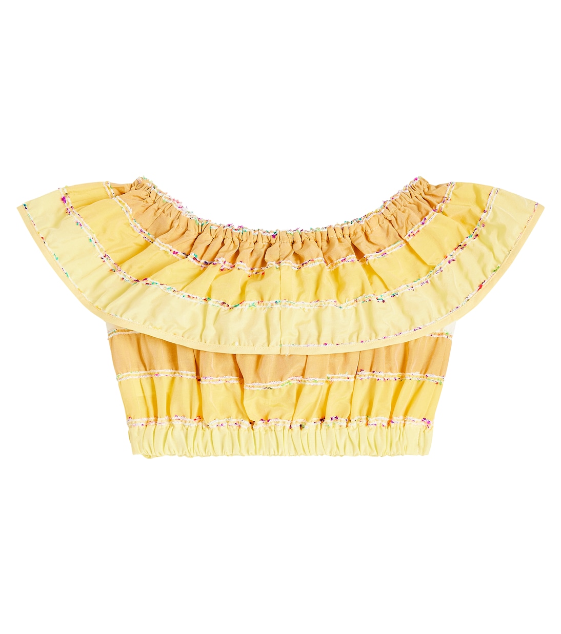 Striped ruffled cotton crop top  | Paade Mode