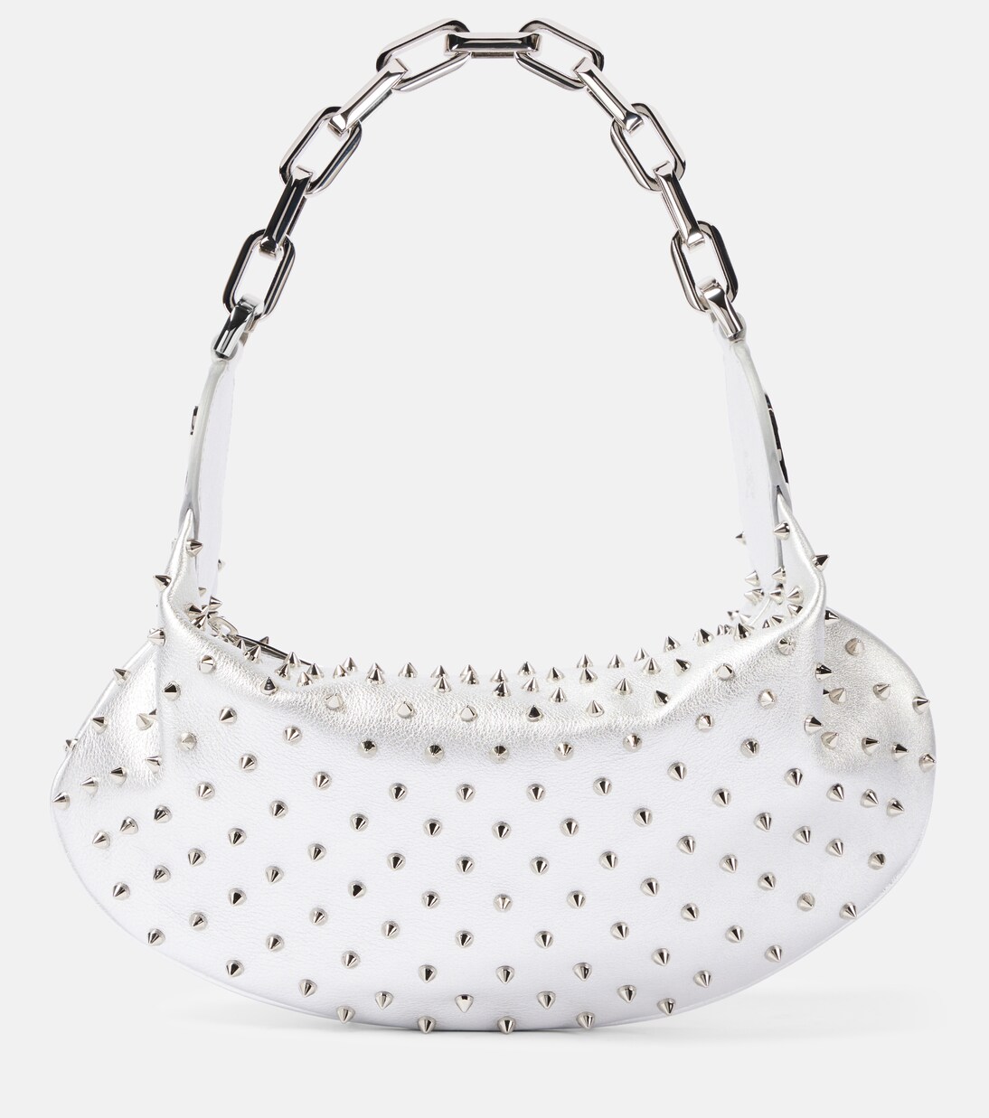 Le 54 spiked metallic leather shoulder bag | Christian Louboutin