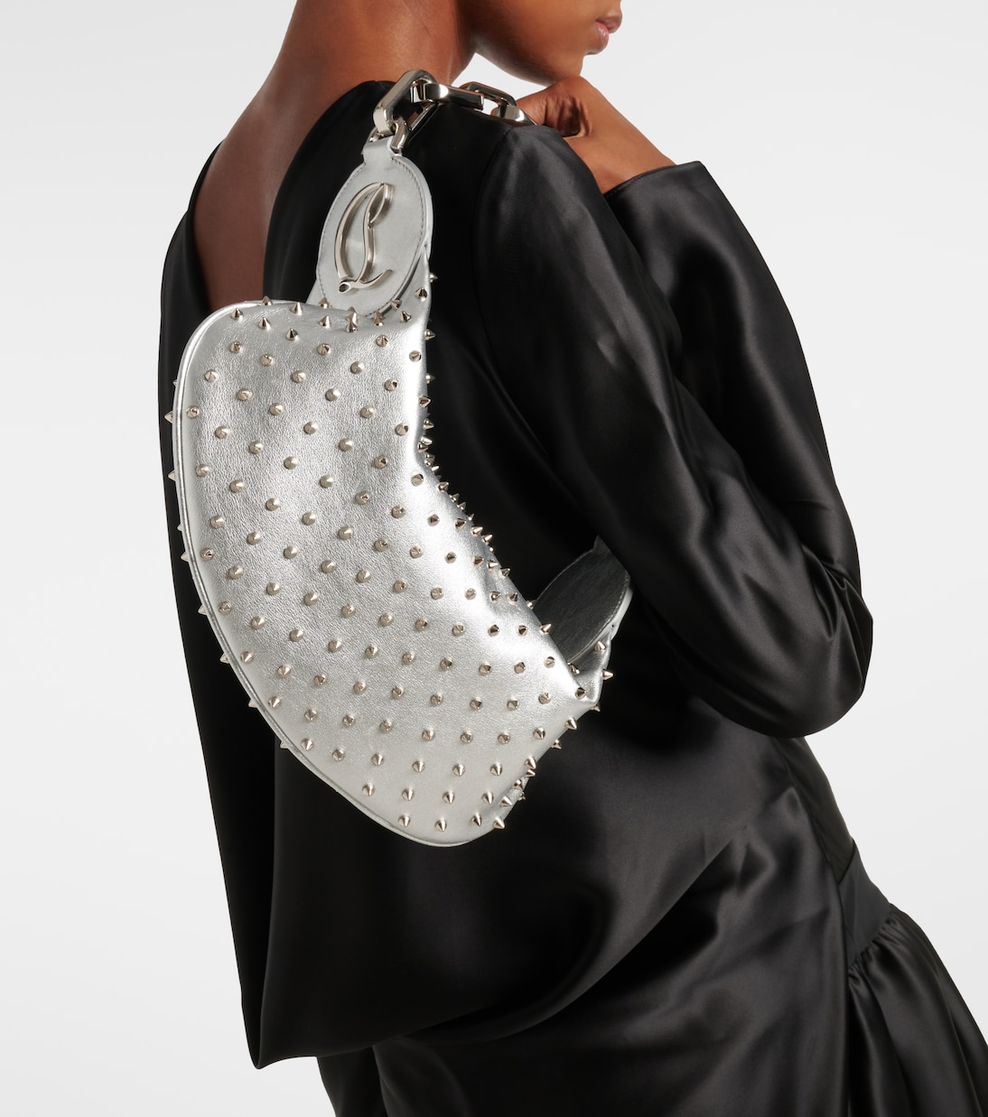 Le 54 spiked metallic leather shoulder bag | Christian Louboutin
