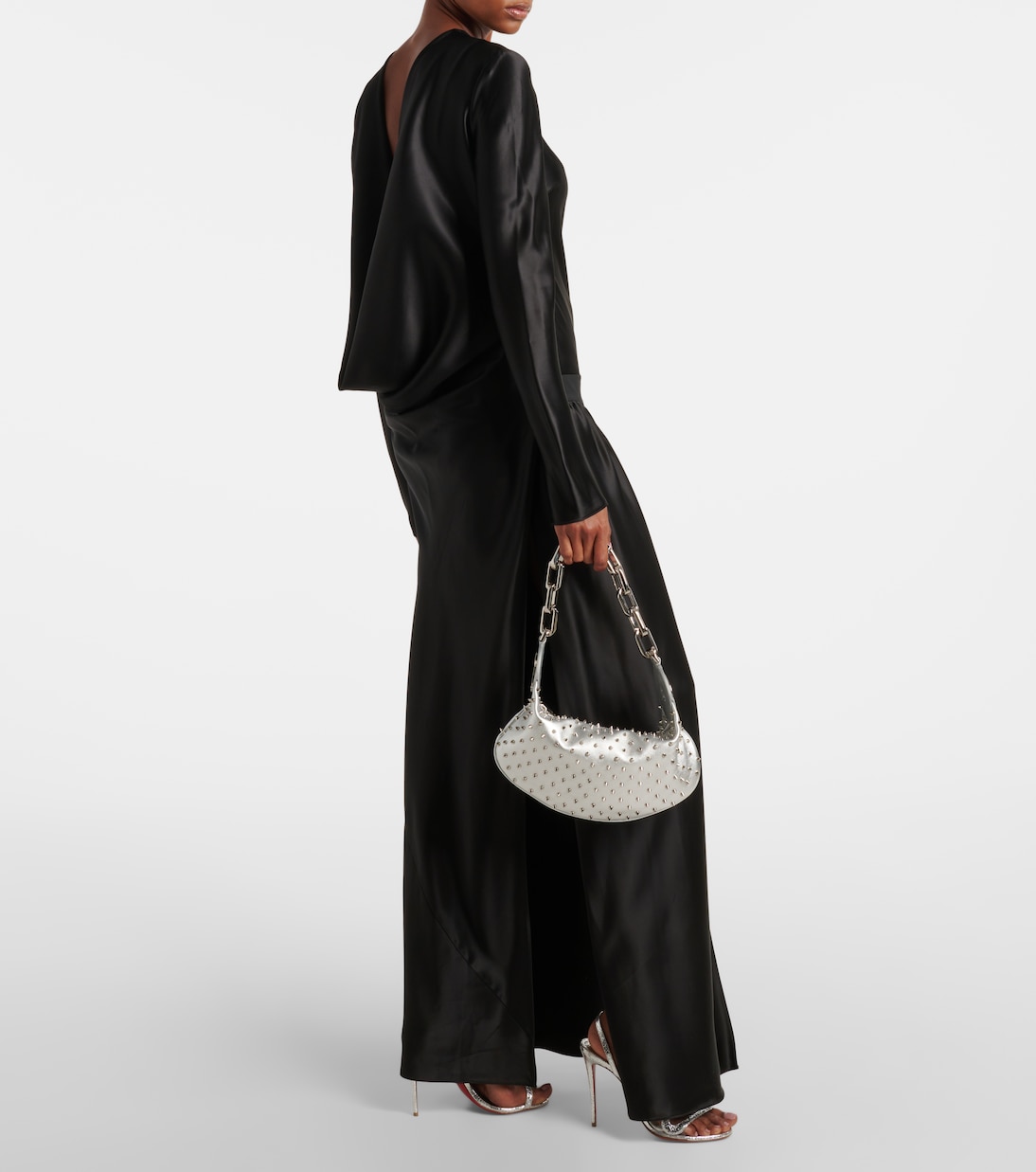 Le 54 spiked metallic leather shoulder bag | Christian Louboutin