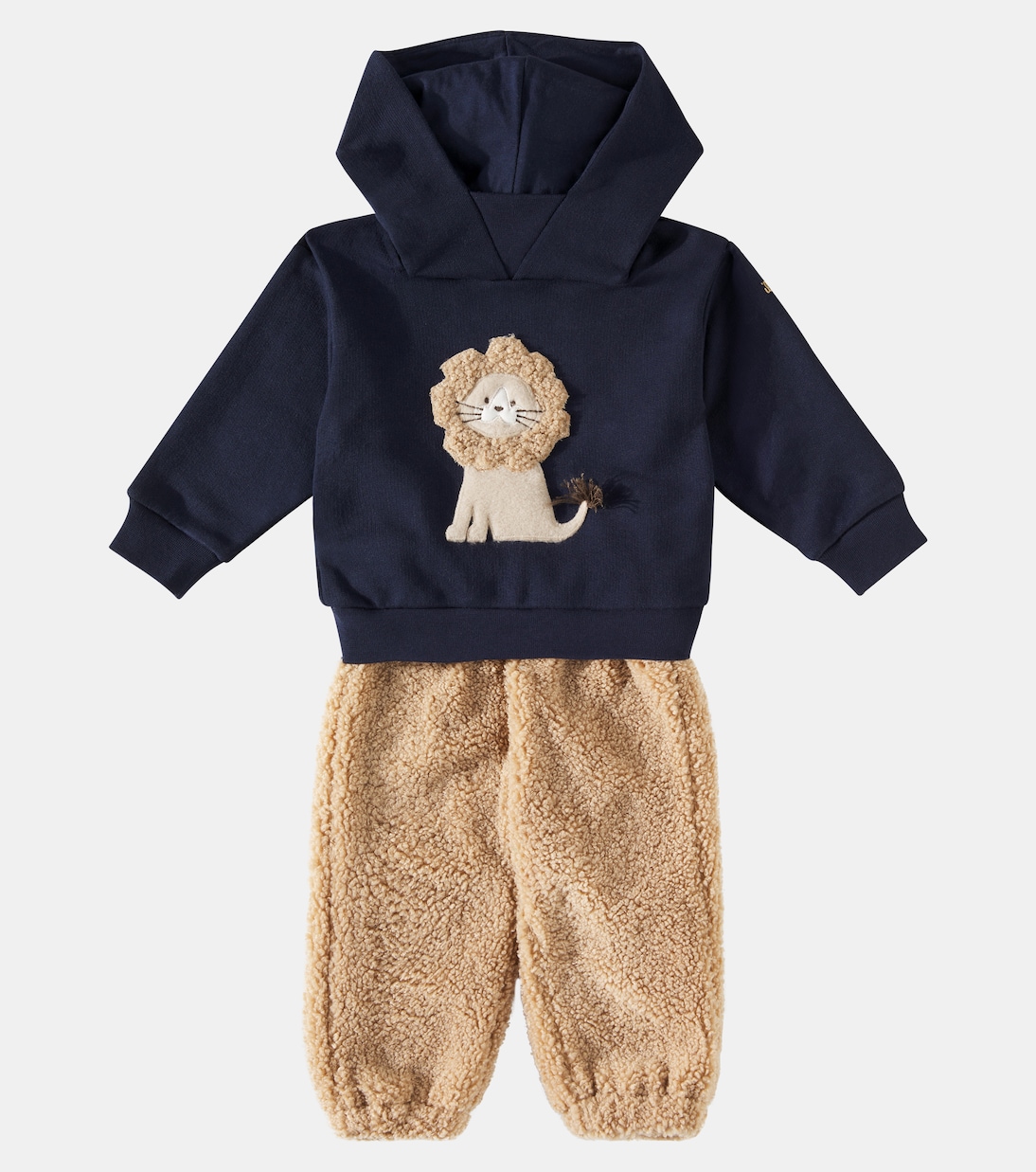 Baby cotton hoodie and faux fur pants set | Il Gufo