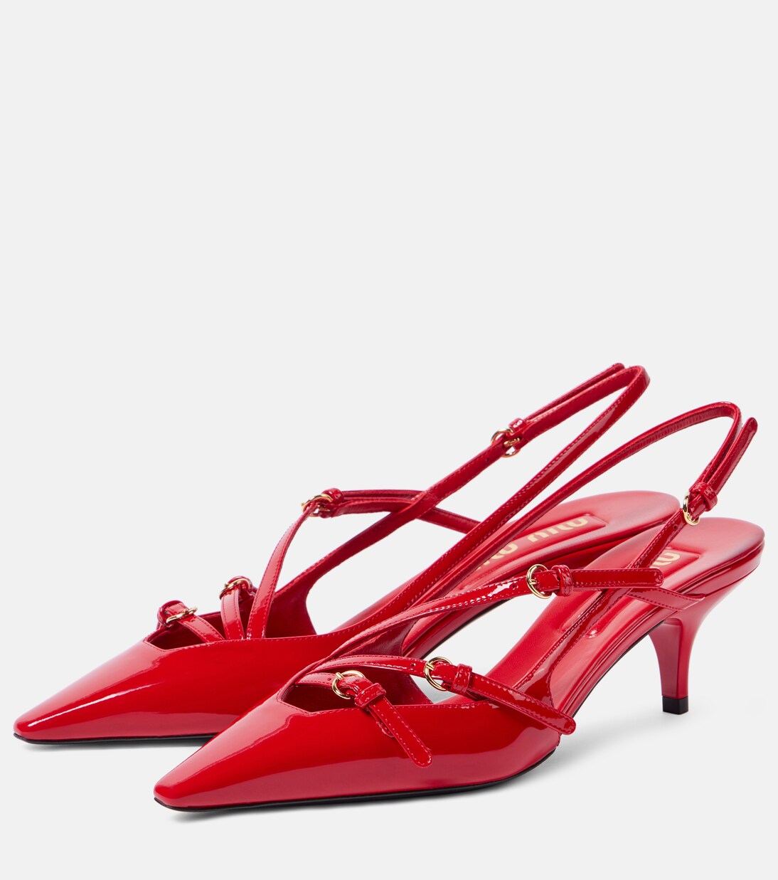Patent leather slingback pumps | Miu Miu