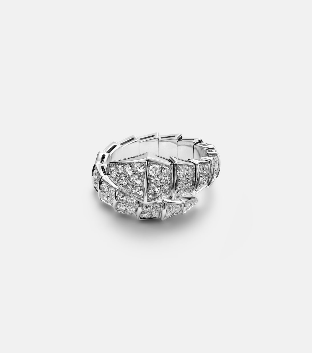 Serpenti Viper 18kt white gold ring with diamonds | Bvlgari