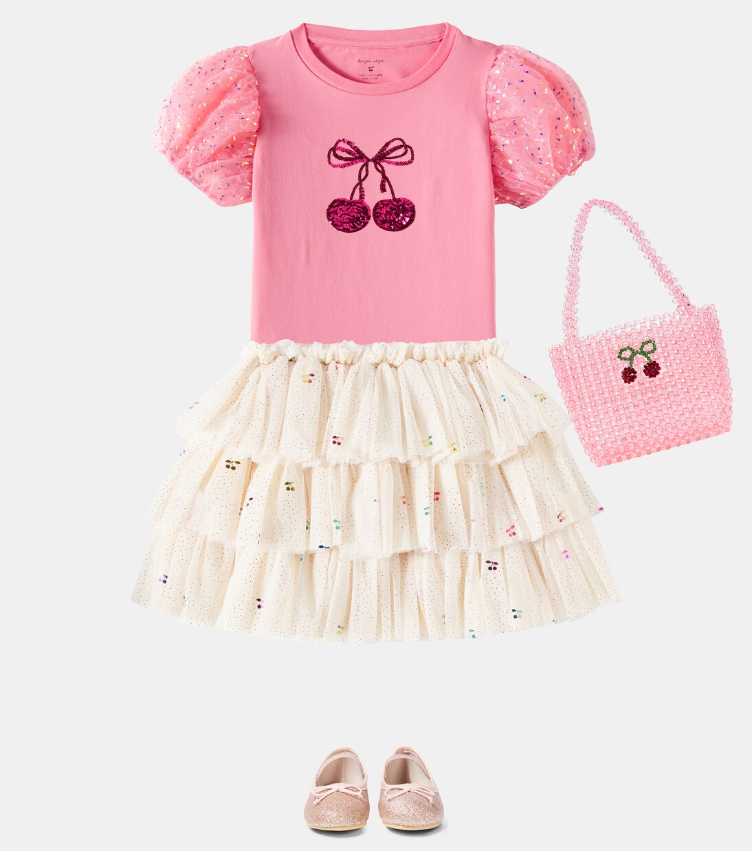 Top in jersey e tulle con paillettes | Konges Sløjd