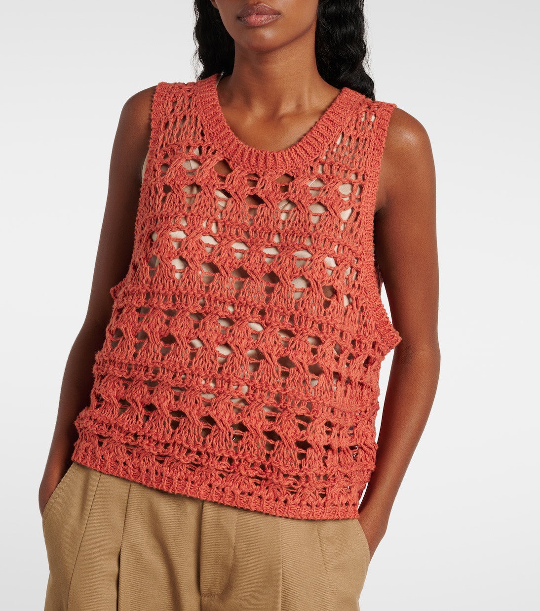 Jute and cotton-blend sweater vest | Brunello Cucinelli