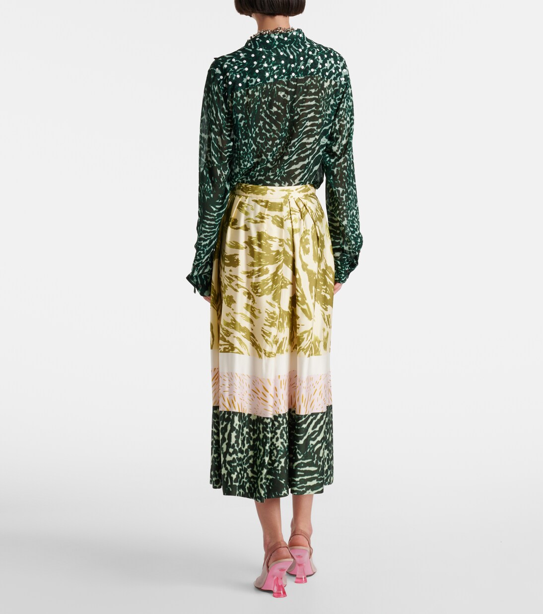 Bedruckter Midirock aus Satin | Dries Van Noten