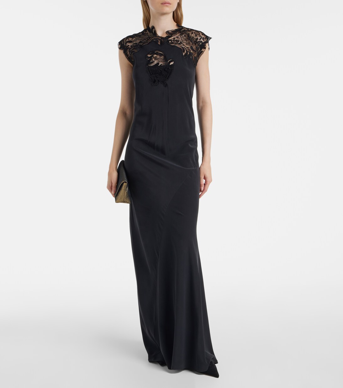 Lace-trimmed silk gown | Ferragamo