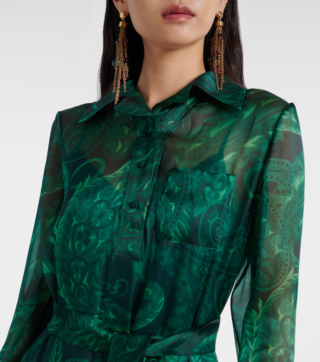 Paisley ruffled silk cocktail dress | Etro