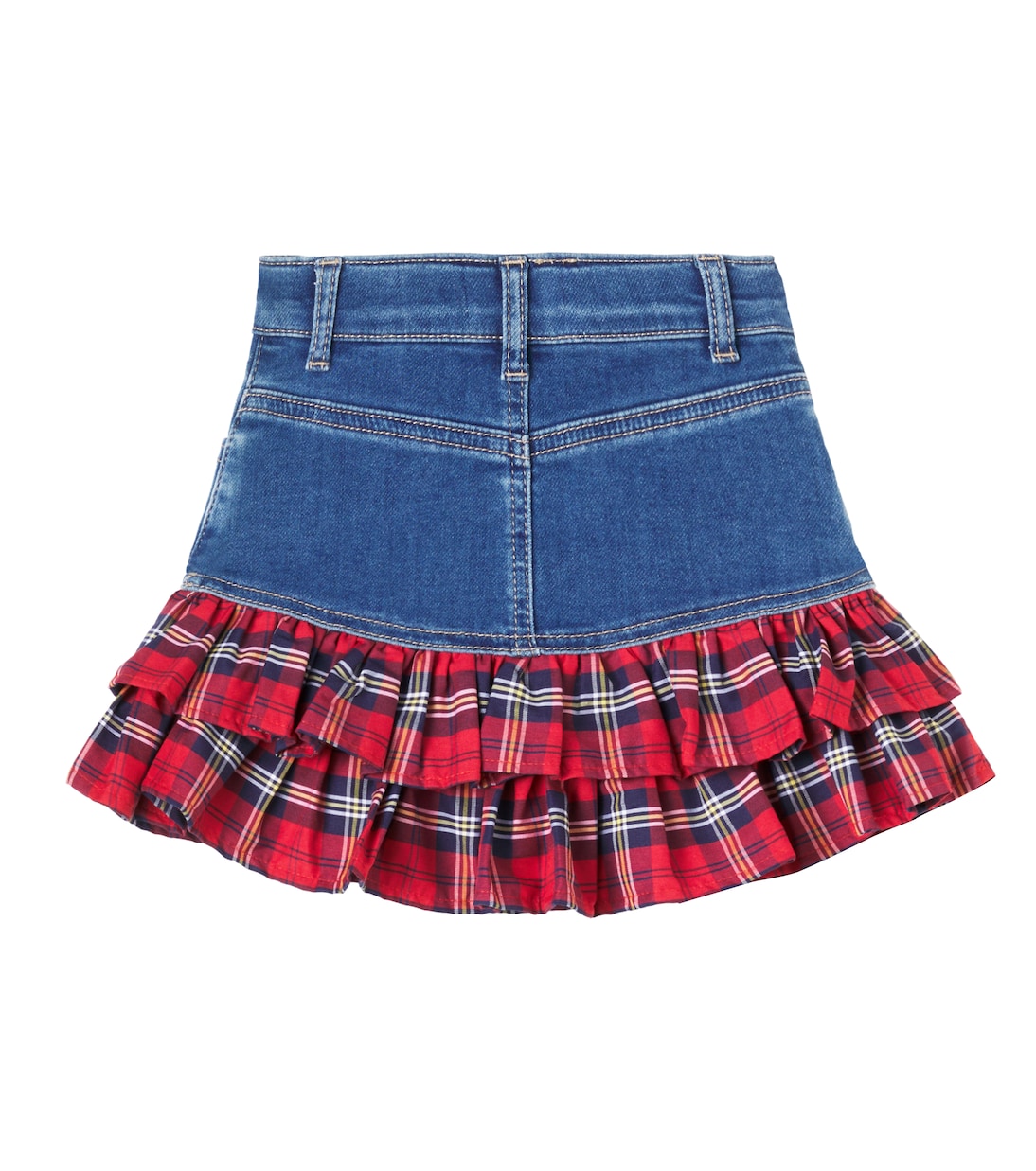 Tartan cotton-blend denim skirt | Monnalisa