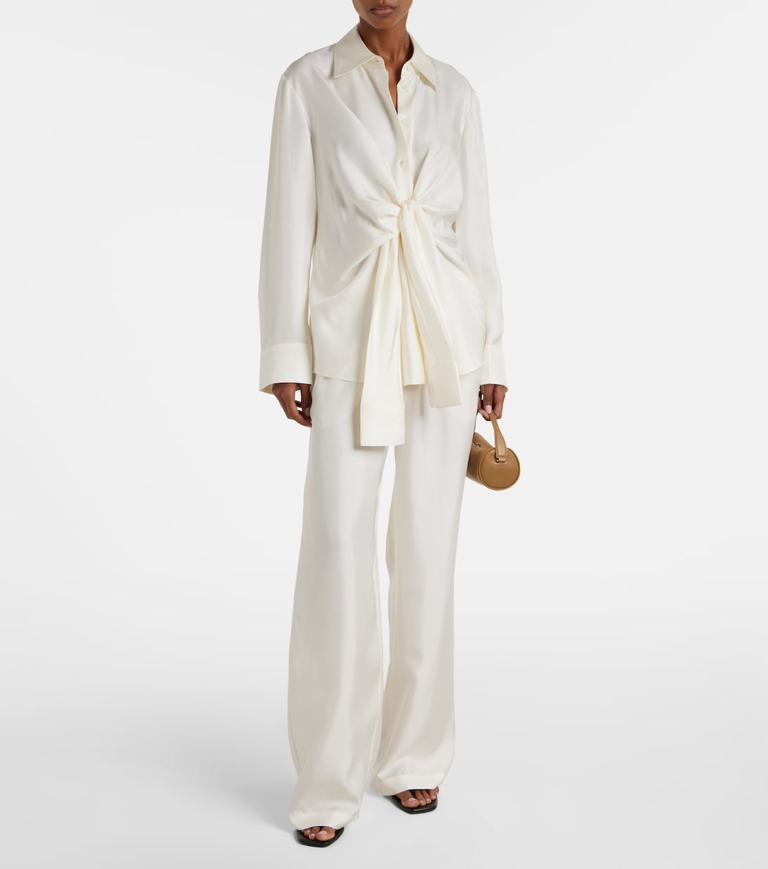 Draped silk satin shirt | Róhe