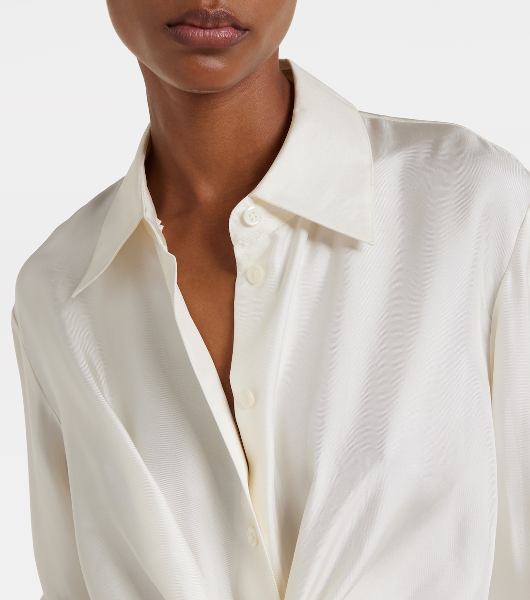 Draped silk satin shirt | Róhe
