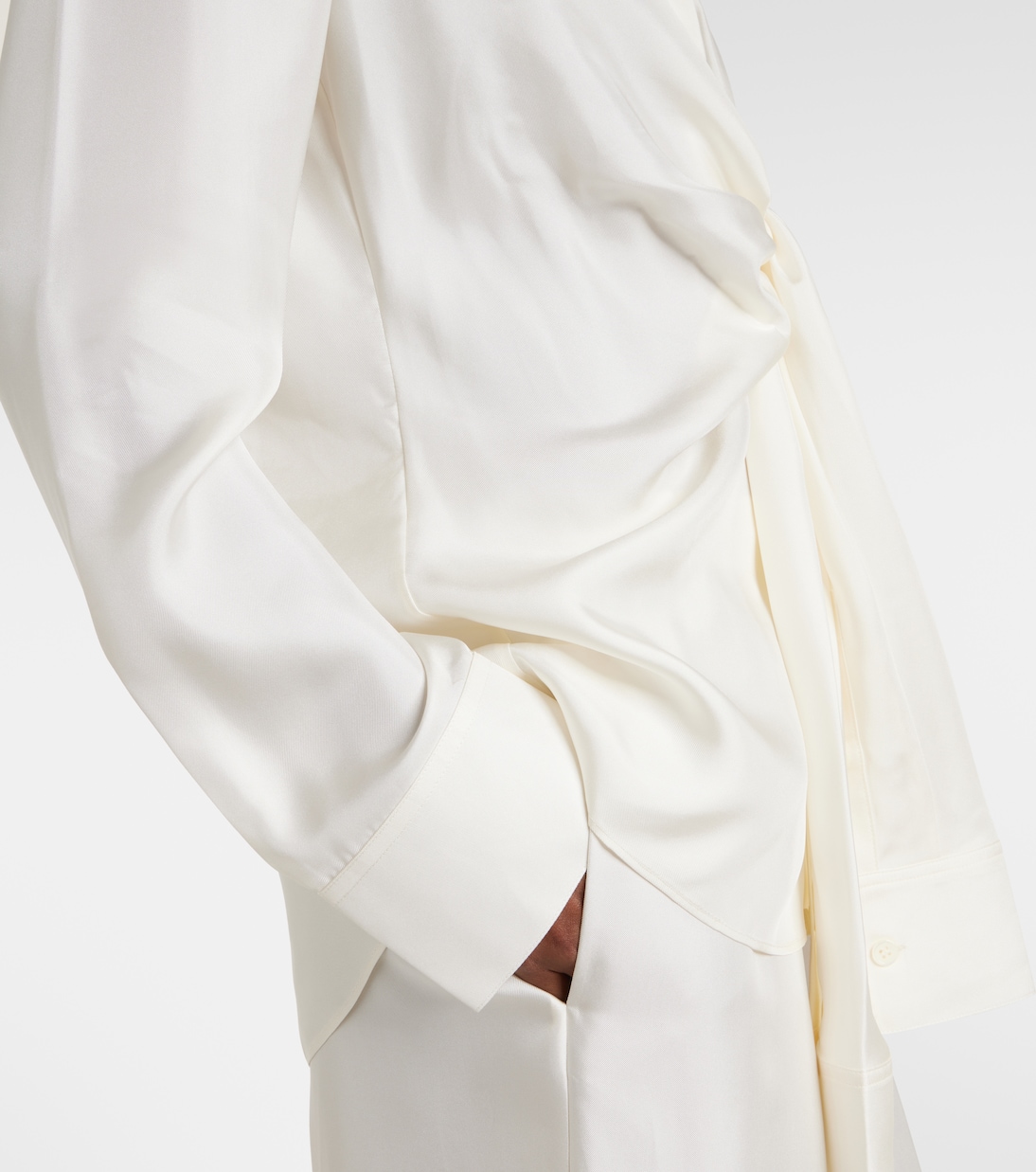 Draped silk satin shirt | Róhe