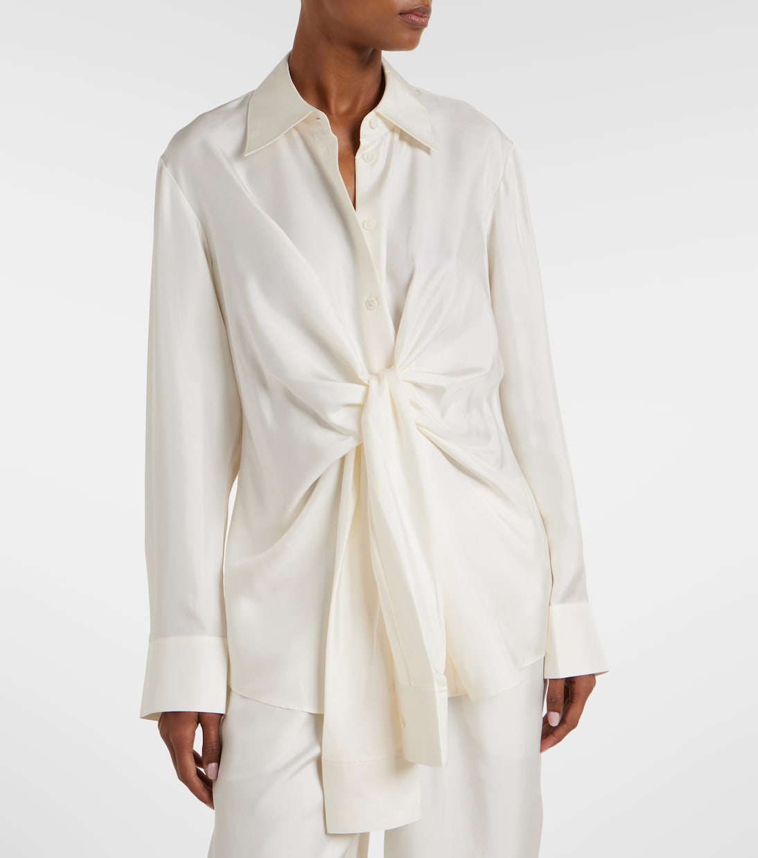 Draped silk satin shirt | Róhe
