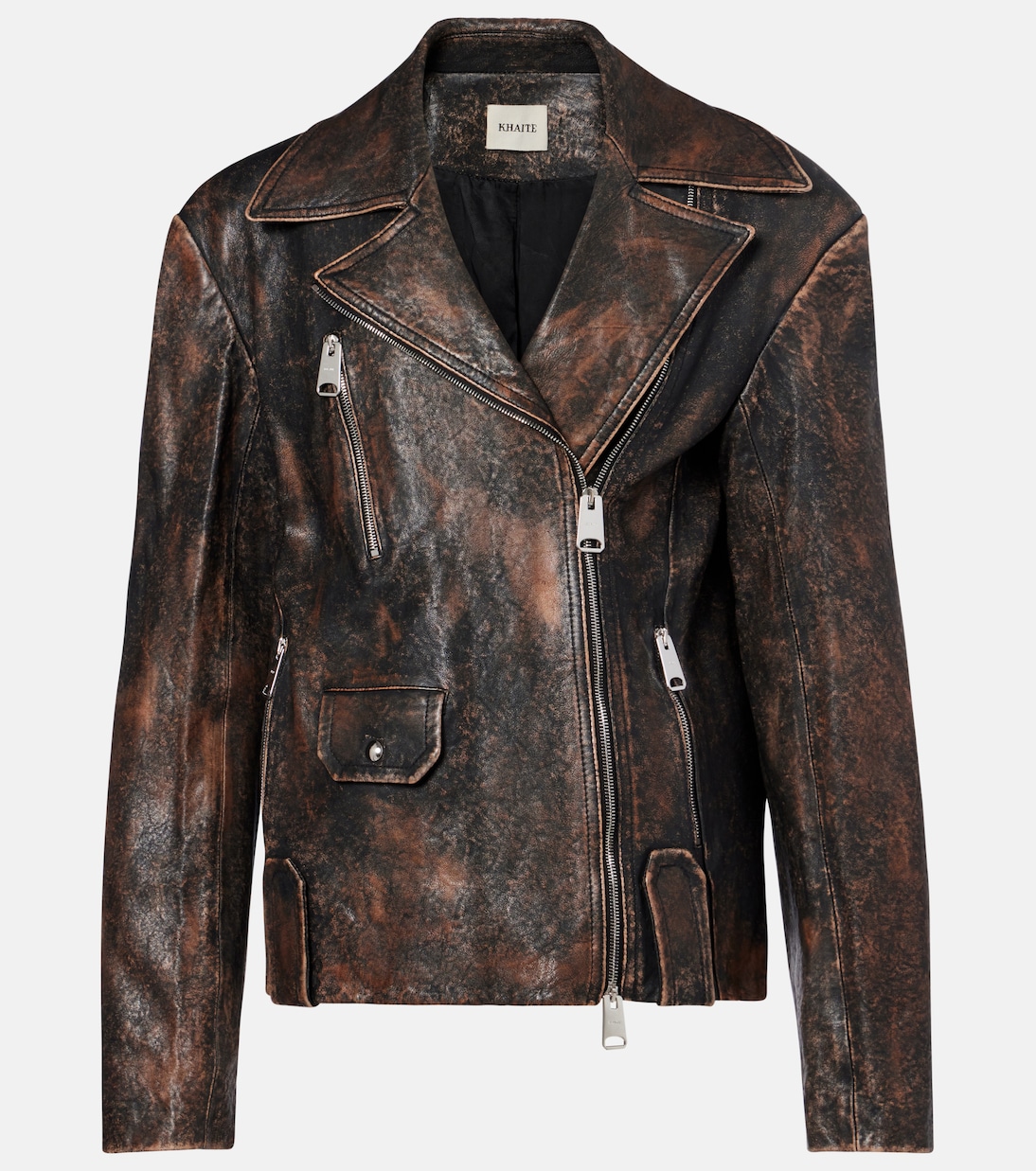 Catalina distressed leather biker jacket | Khaite