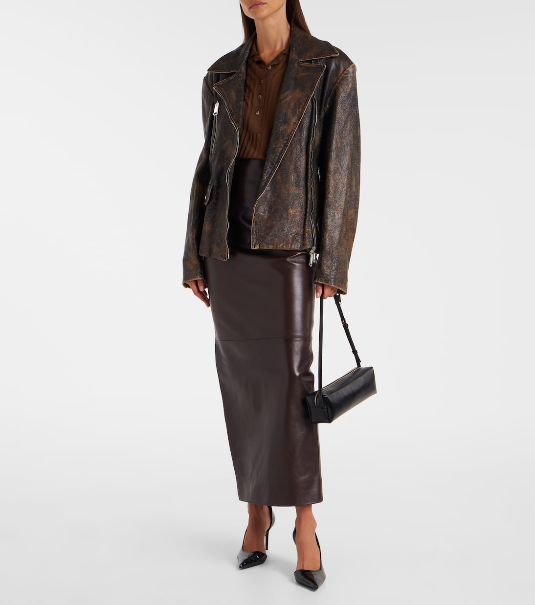 Catalina distressed leather biker jacket | Khaite