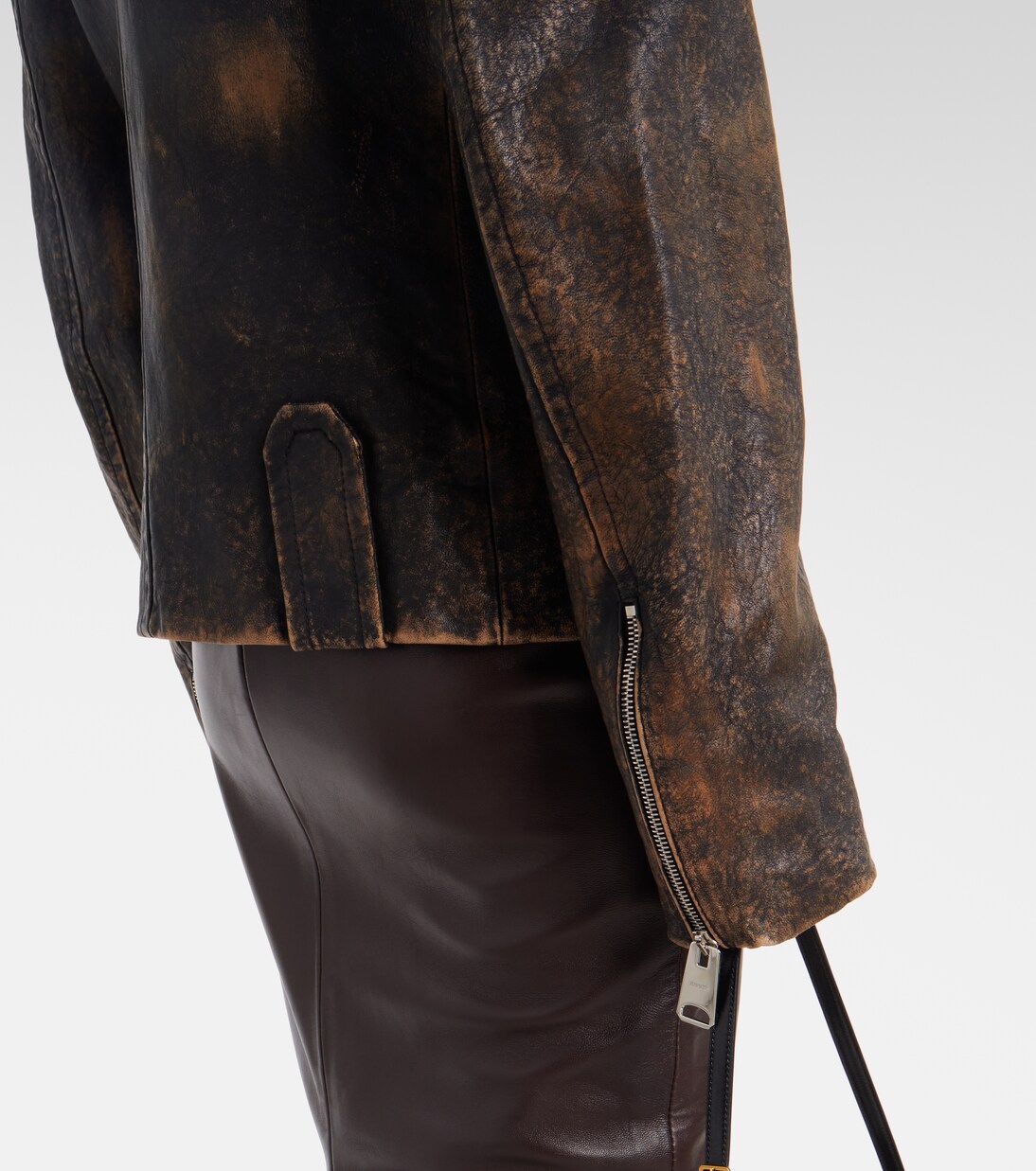 Catalina distressed leather biker jacket | Khaite