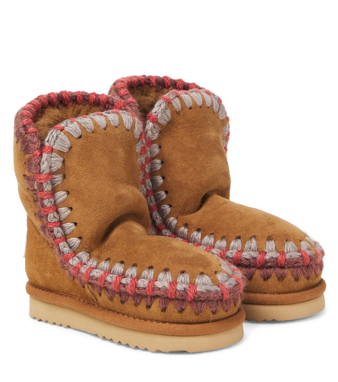 Embroidered shearling-lined suede boots | Mou Kids