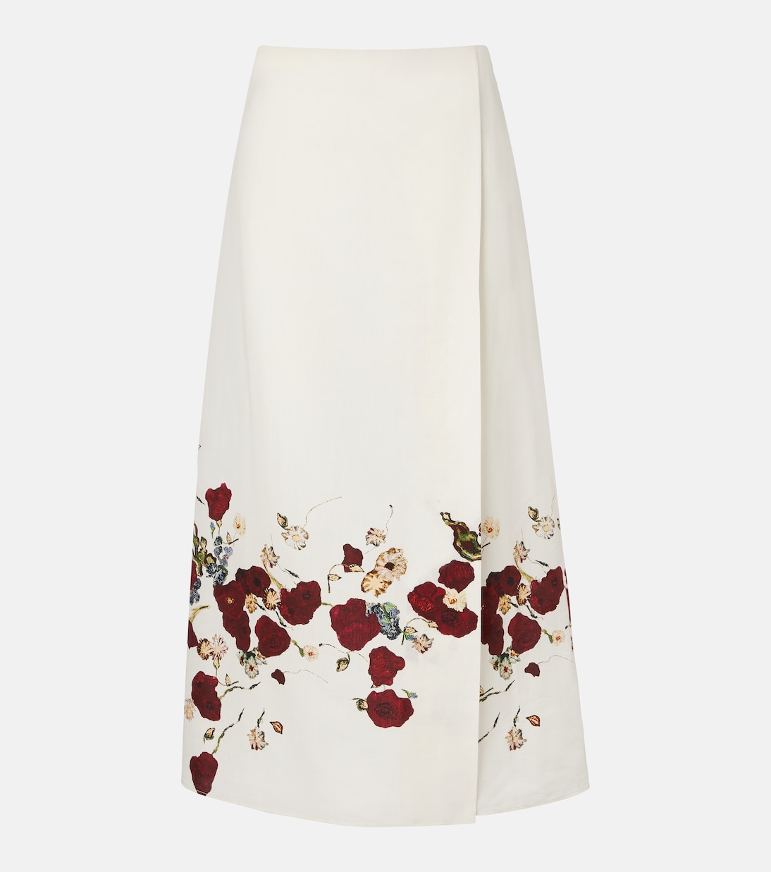Demi floral silk and cotton midi skirt | Khaite