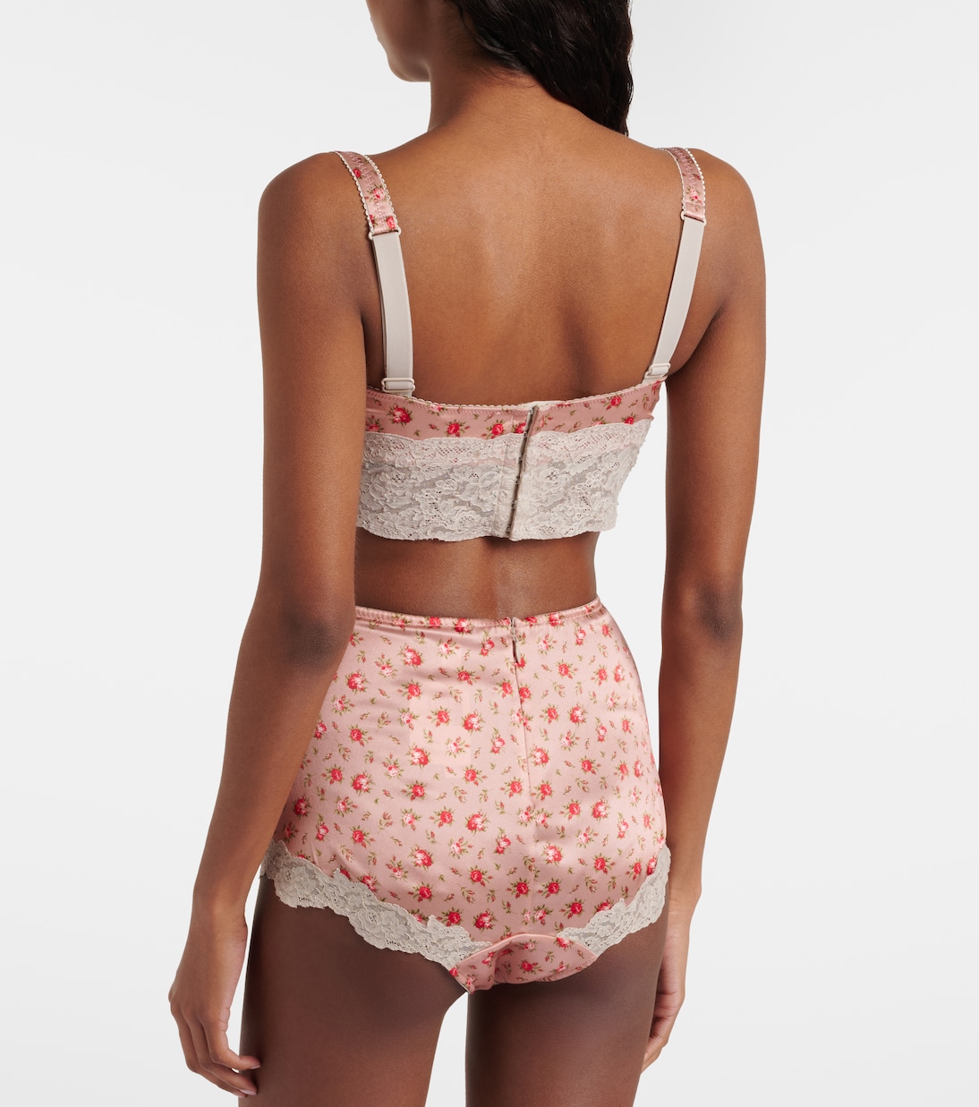 Floral lace-trimmed silk and cotton bra | Dolce&Gabbana