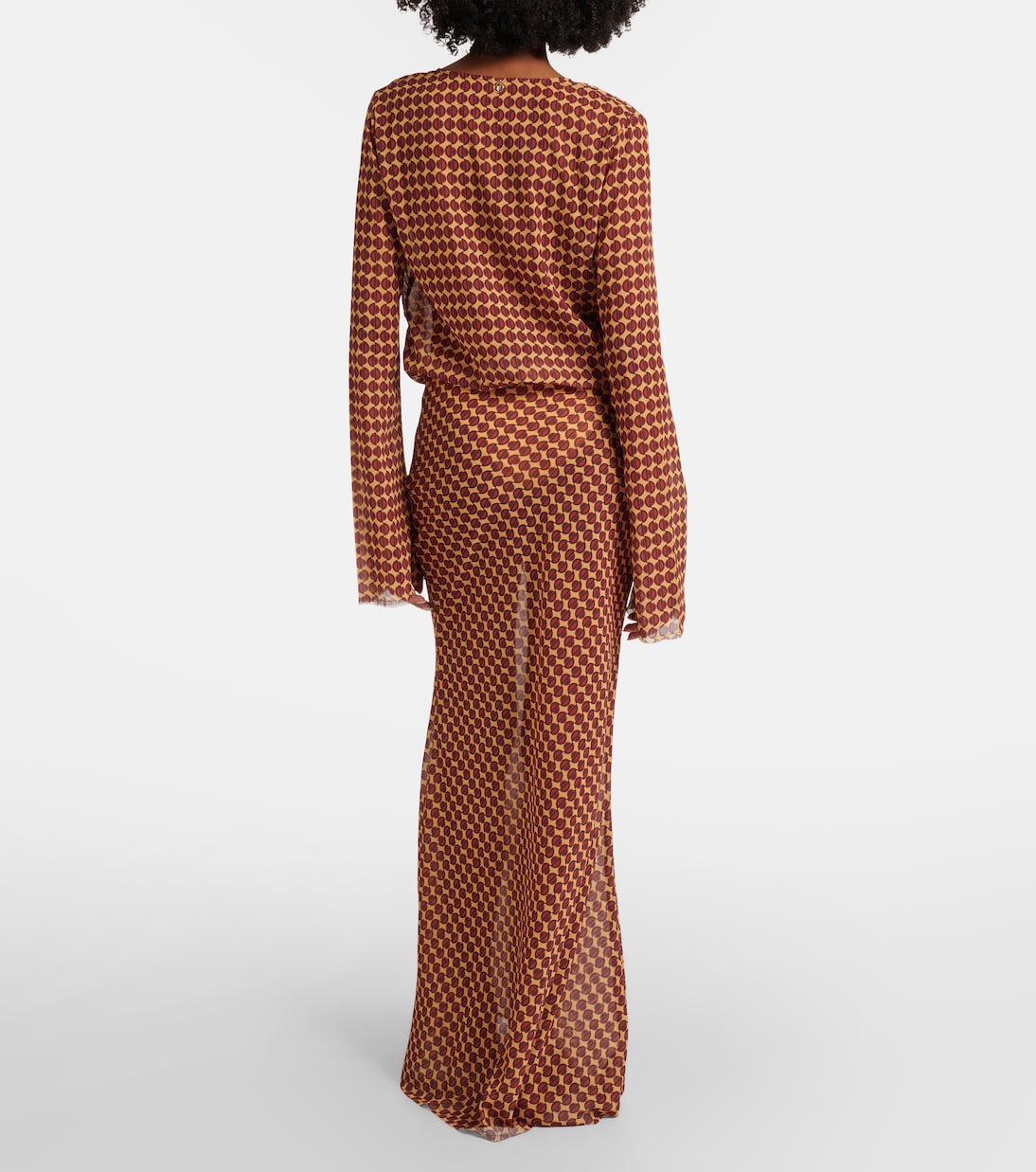 Nema printed sheer maxi dress | Bananhot