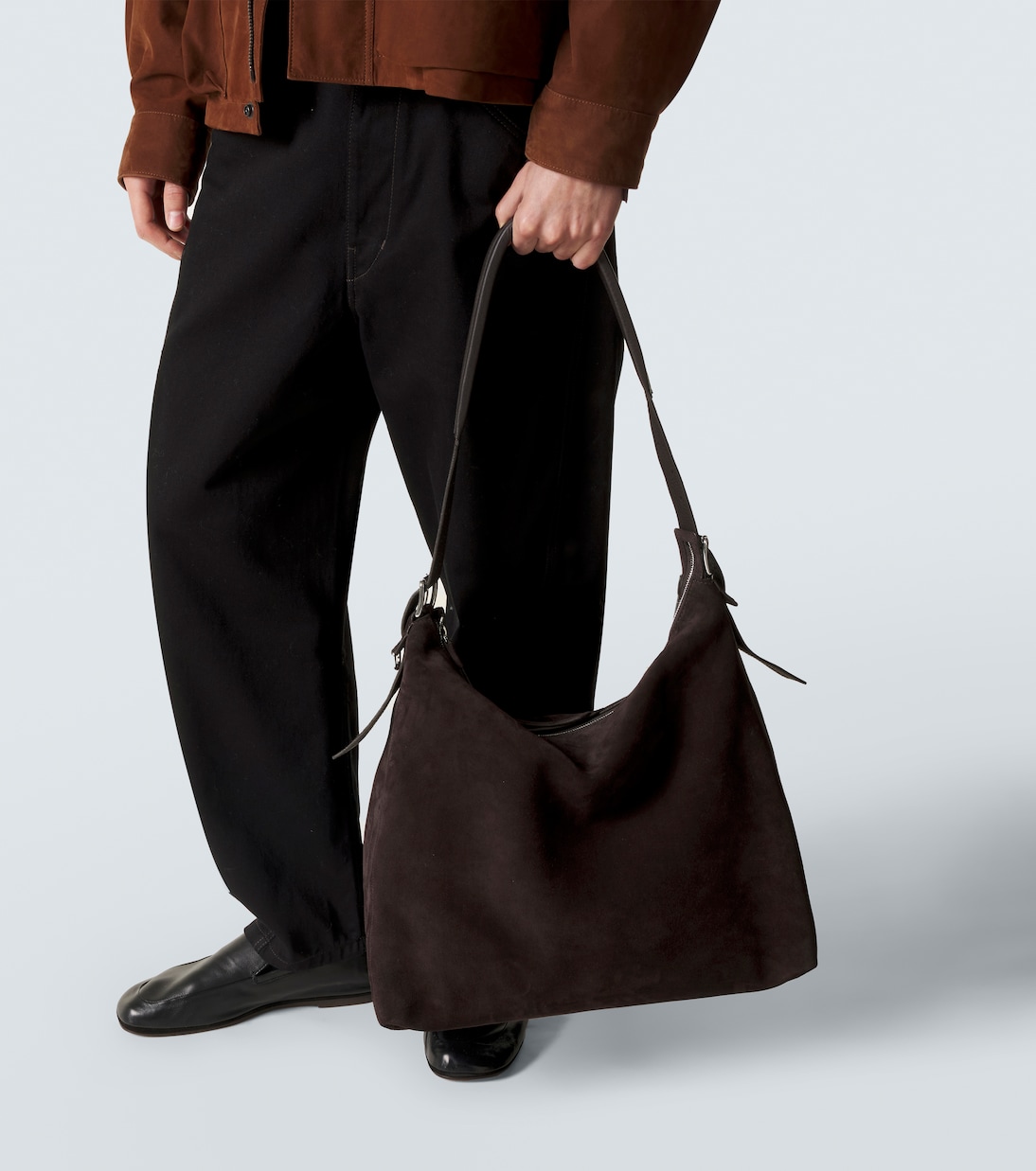 Belted suede shoulder bag | Lemaire