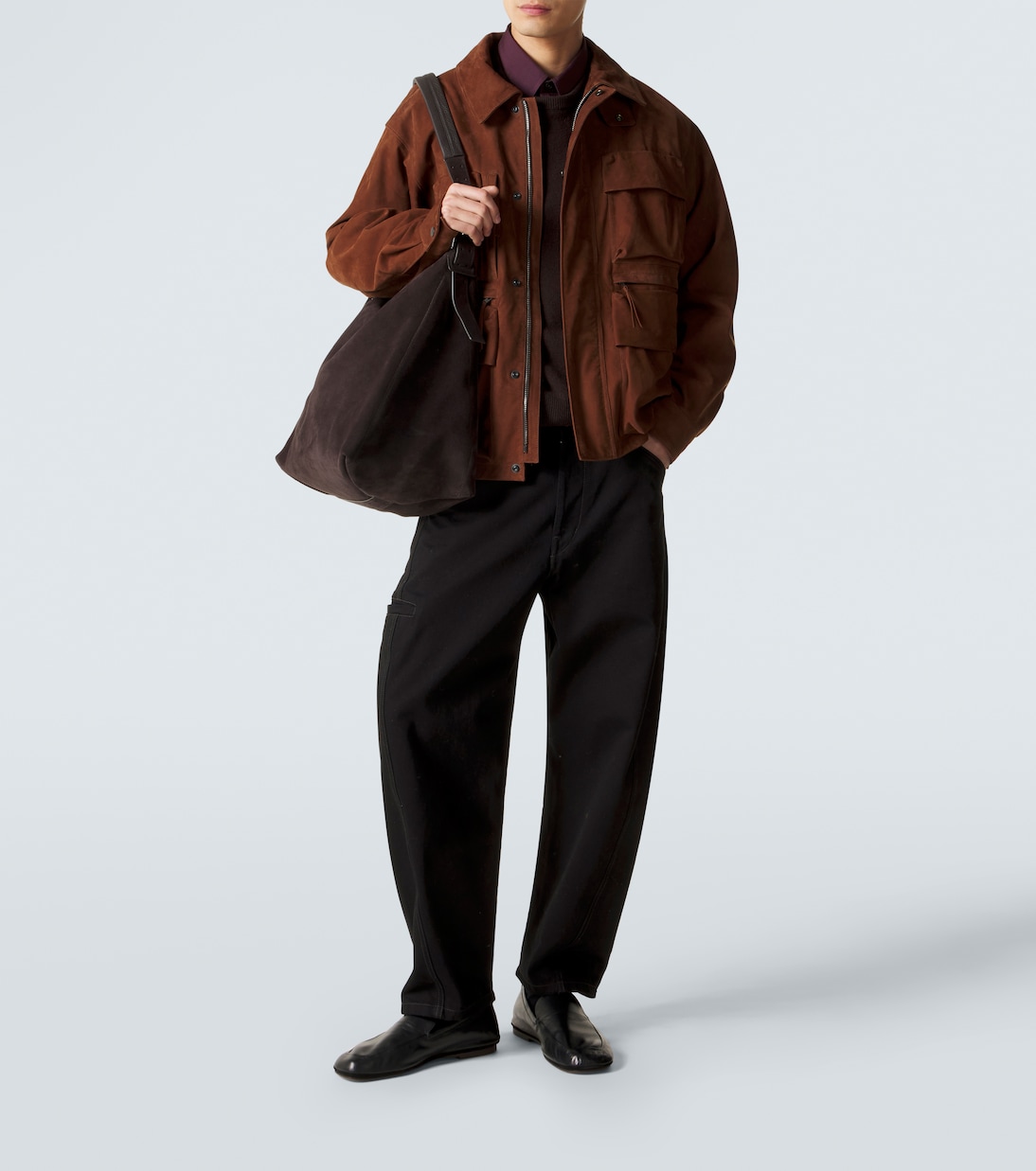 Belted suede shoulder bag | Lemaire