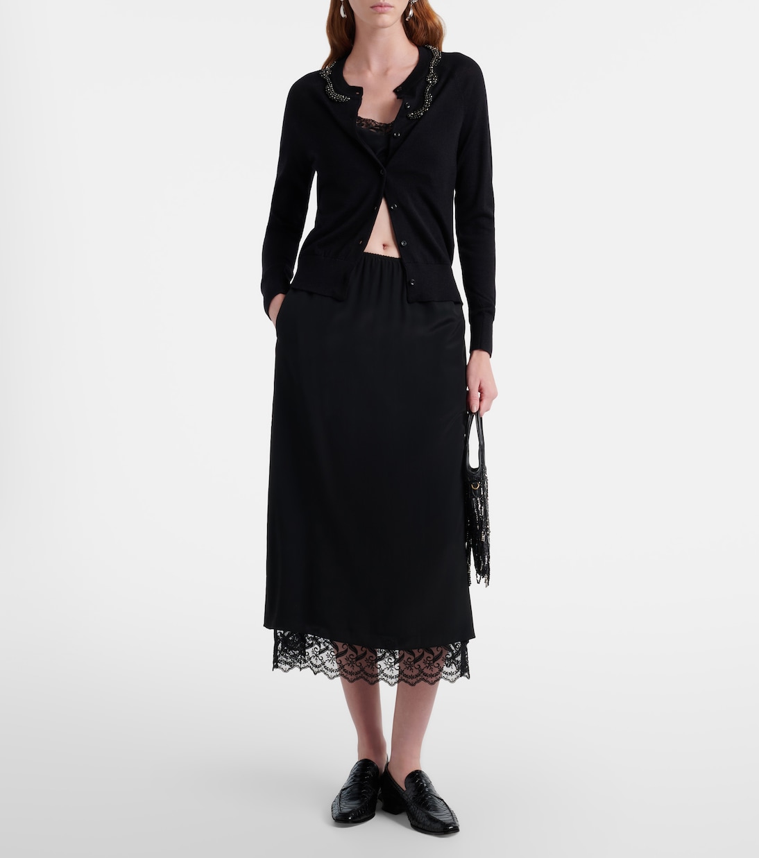 Cardigan aus Wolle und Seide mit Kristallen | Simone Rocha