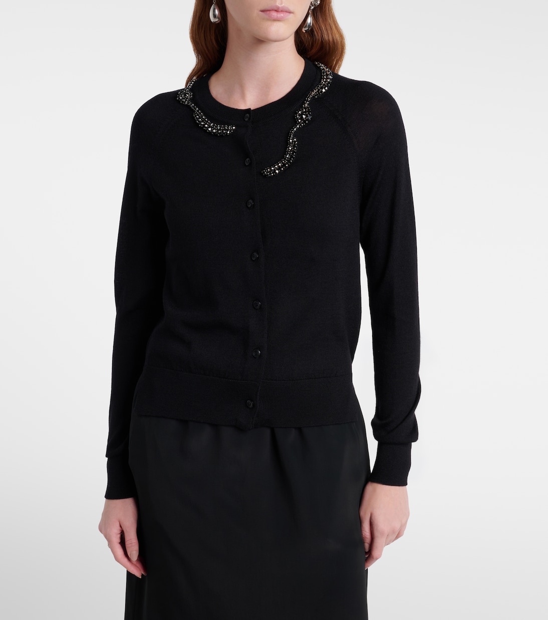 Cardigan aus Wolle und Seide mit Kristallen | Simone Rocha