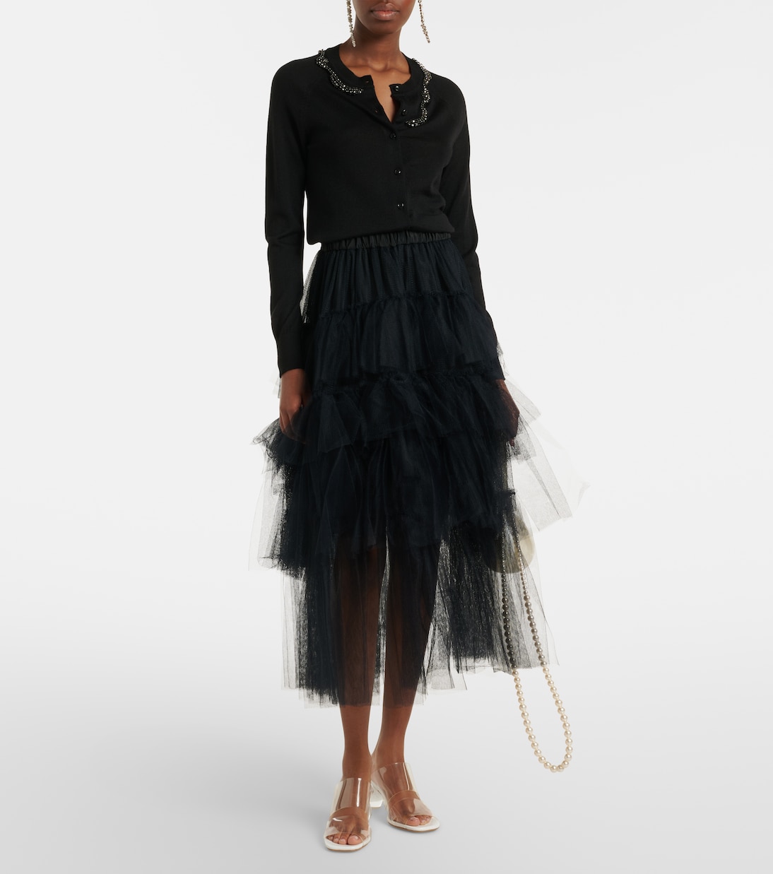 Cardigan in lana e seta con decorazioni | Simone Rocha