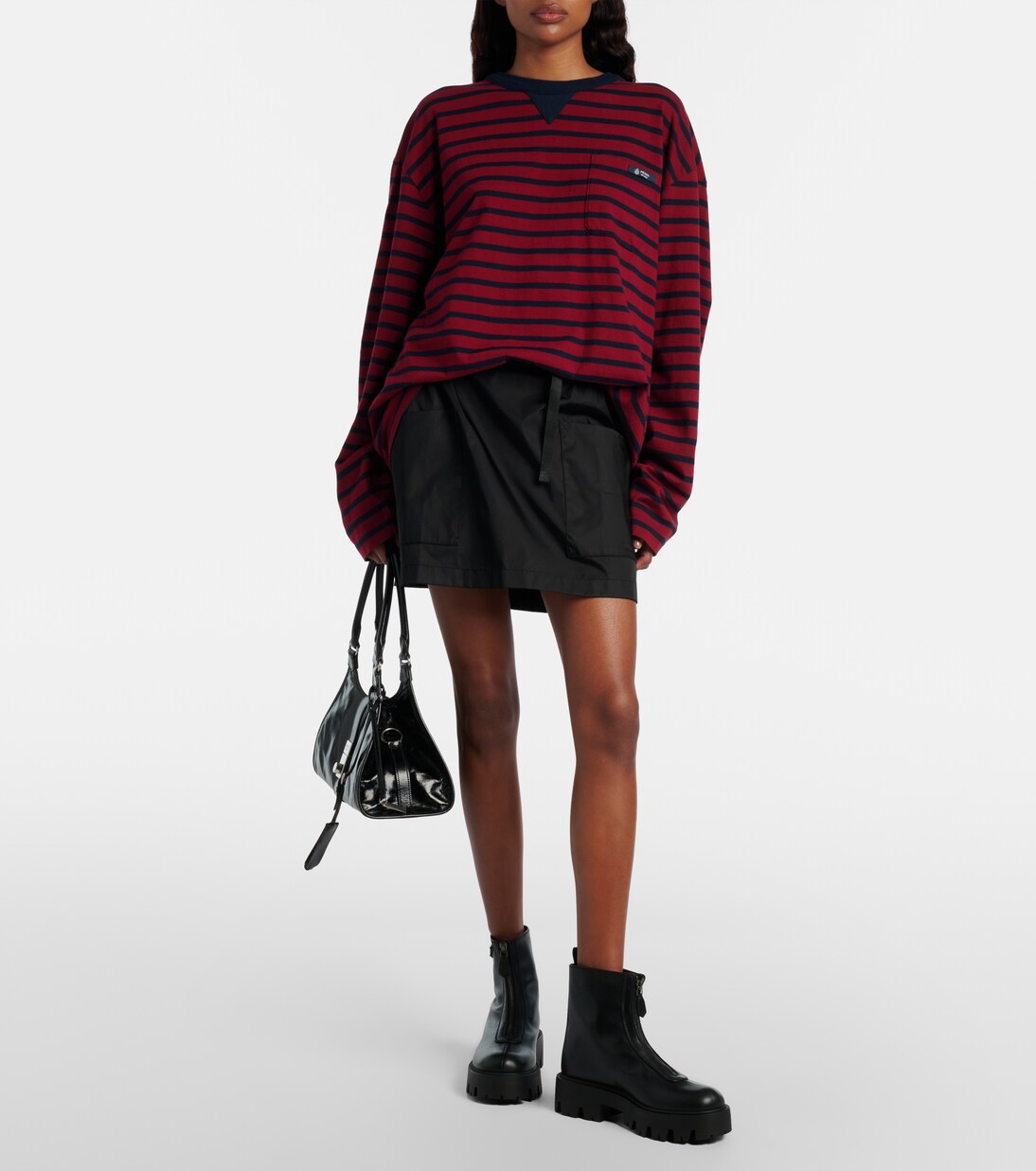 Leather platform ankle boots | Prada