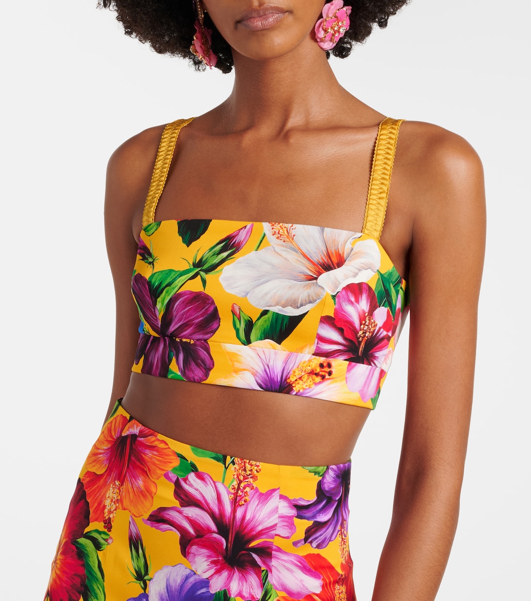 Floral silk-blend crop top | Dolce&Gabbana