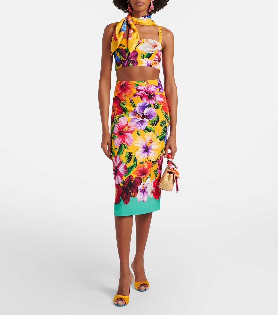 Floral silk-blend crop top | Dolce&Gabbana