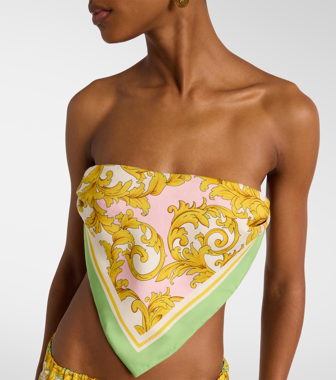 Printed silk twill bandeau top | Versace