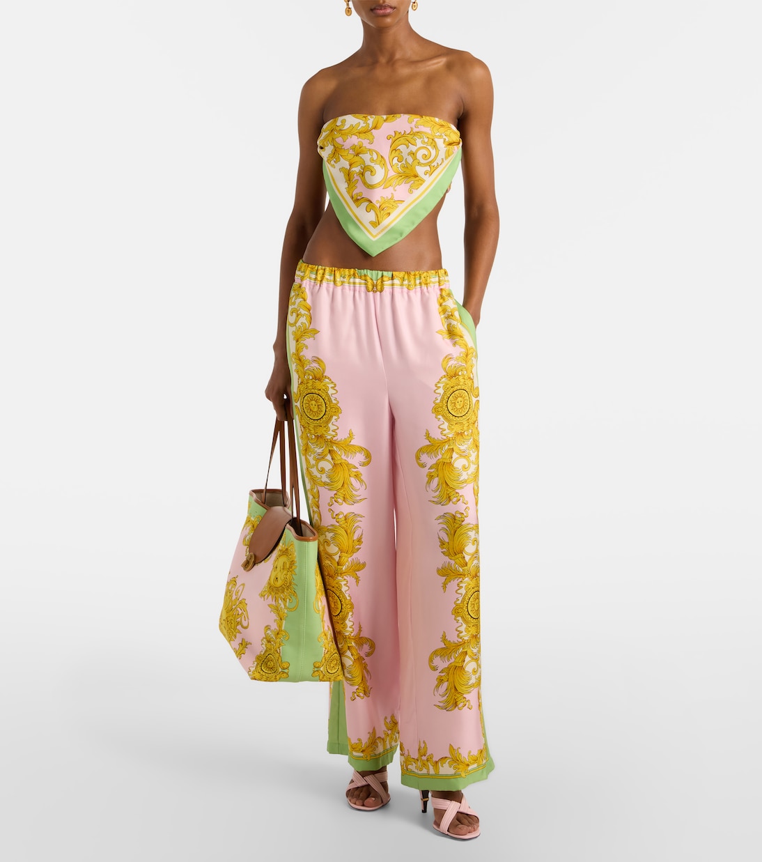 Printed silk twill bandeau top | Versace