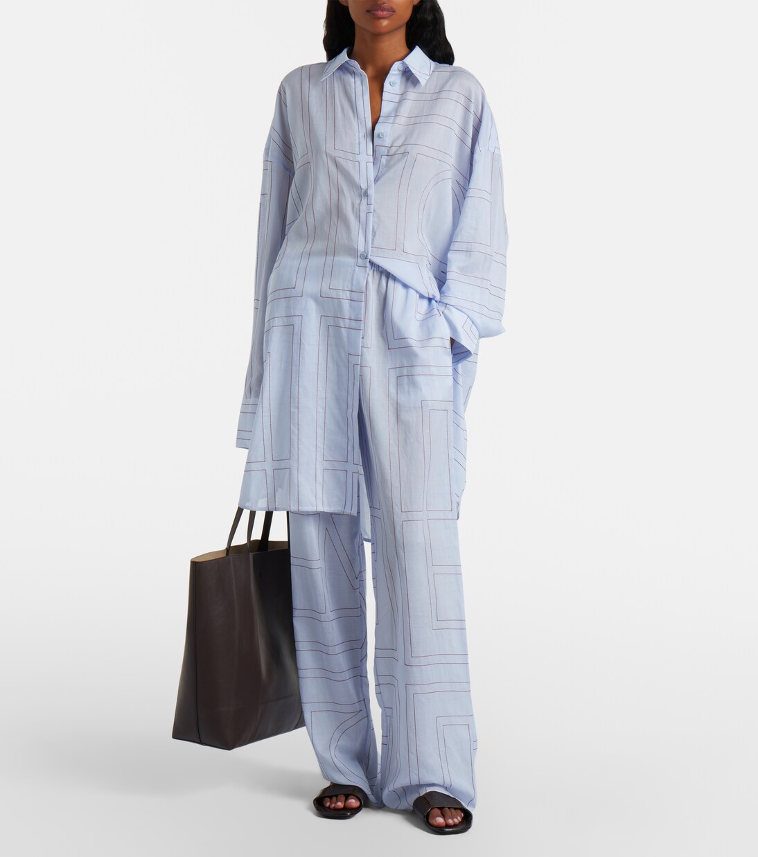 Embroidered cotton-blend poplin shirt | Toteme