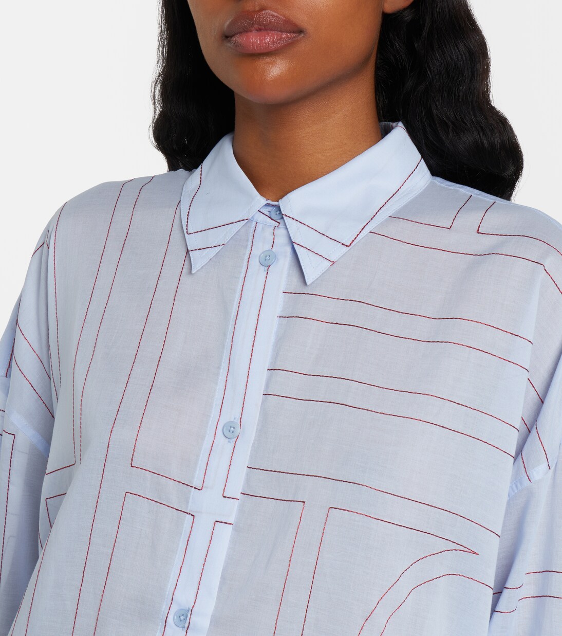 Embroidered cotton-blend poplin shirt | Toteme