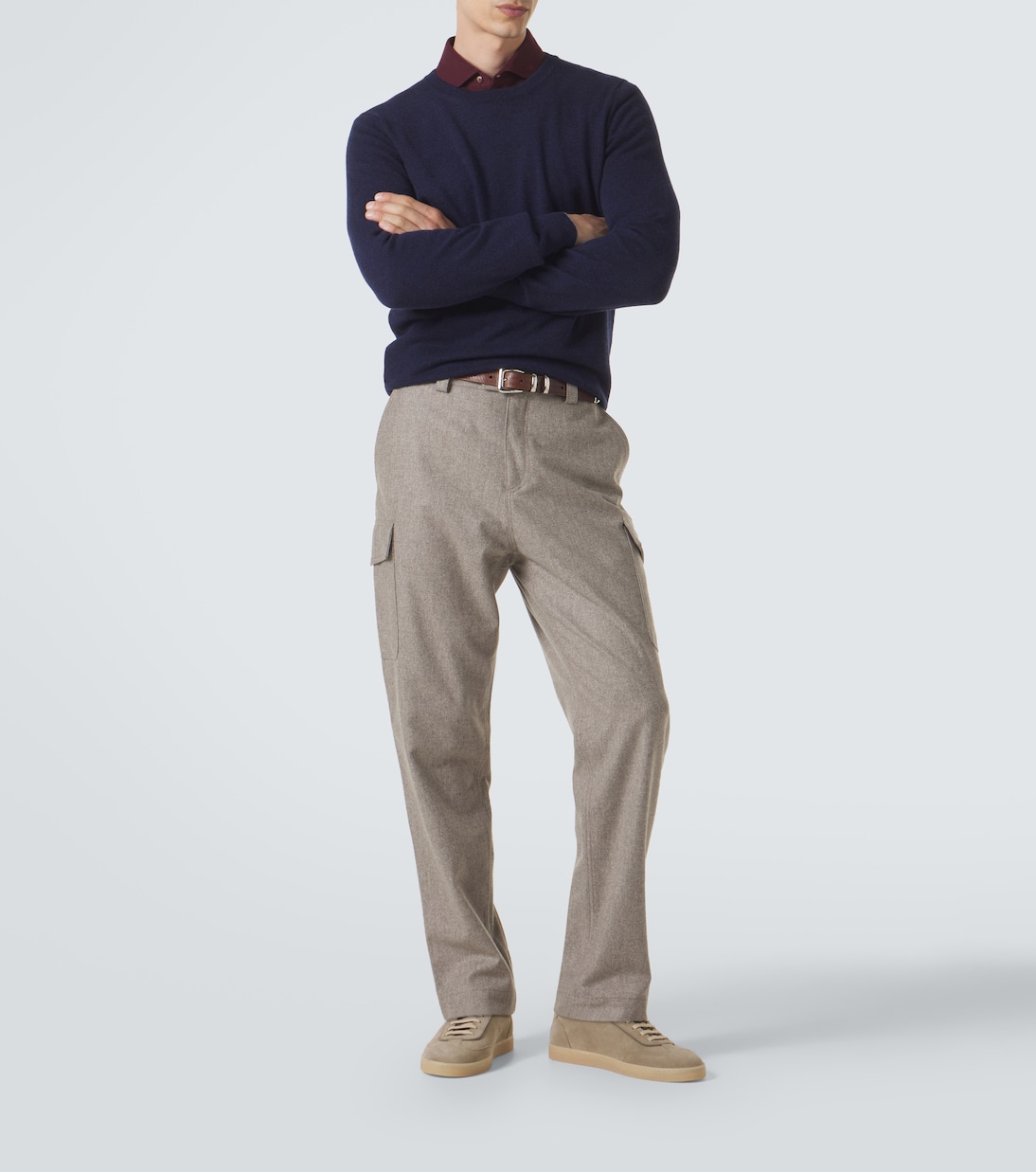 Leather-trimmed suede sneakers | Brunello Cucinelli