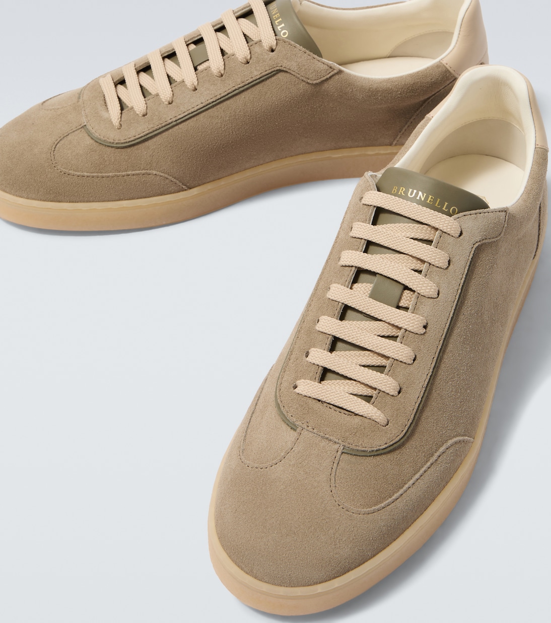 Leather-trimmed suede sneakers | Brunello Cucinelli