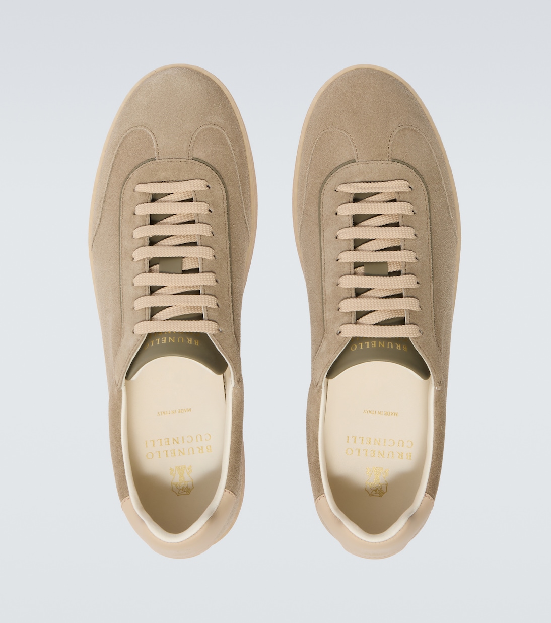 Leather-trimmed suede sneakers | Brunello Cucinelli