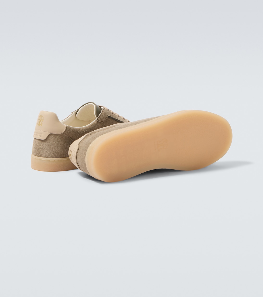Leather-trimmed suede sneakers | Brunello Cucinelli