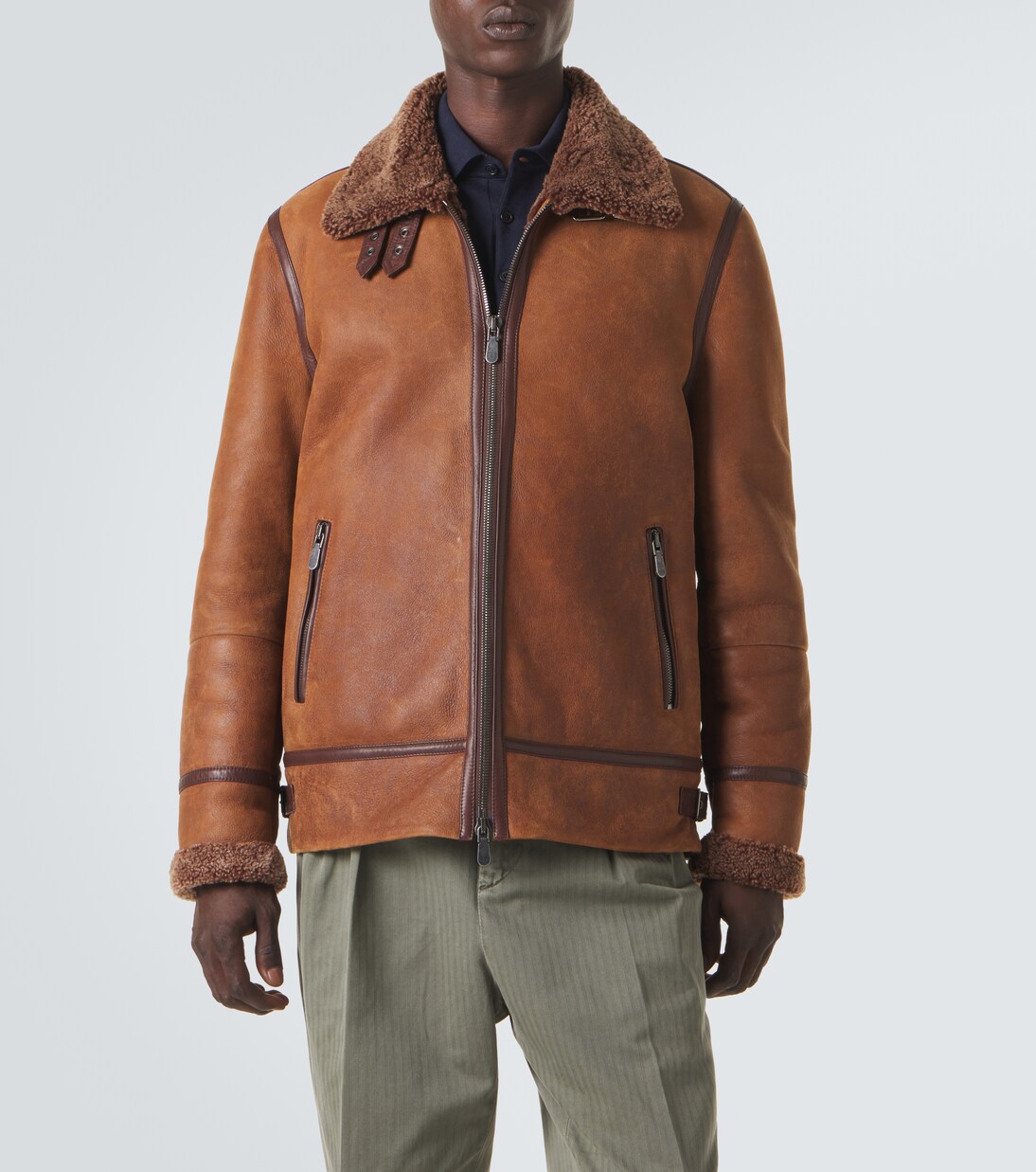 Shearling-lined leather jacket | Brunello Cucinelli