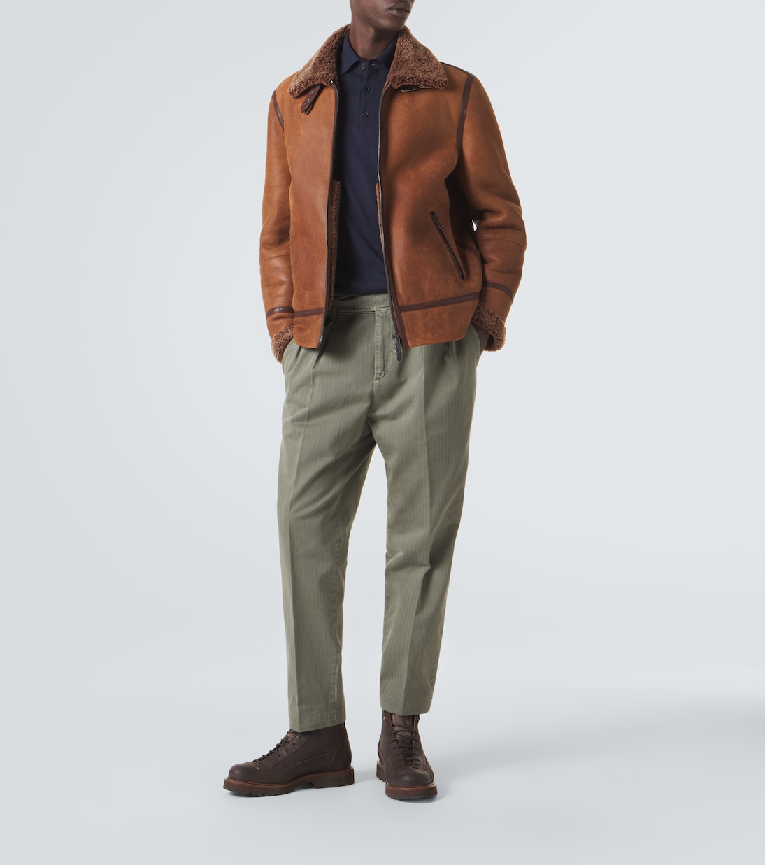Shearling-lined leather jacket | Brunello Cucinelli