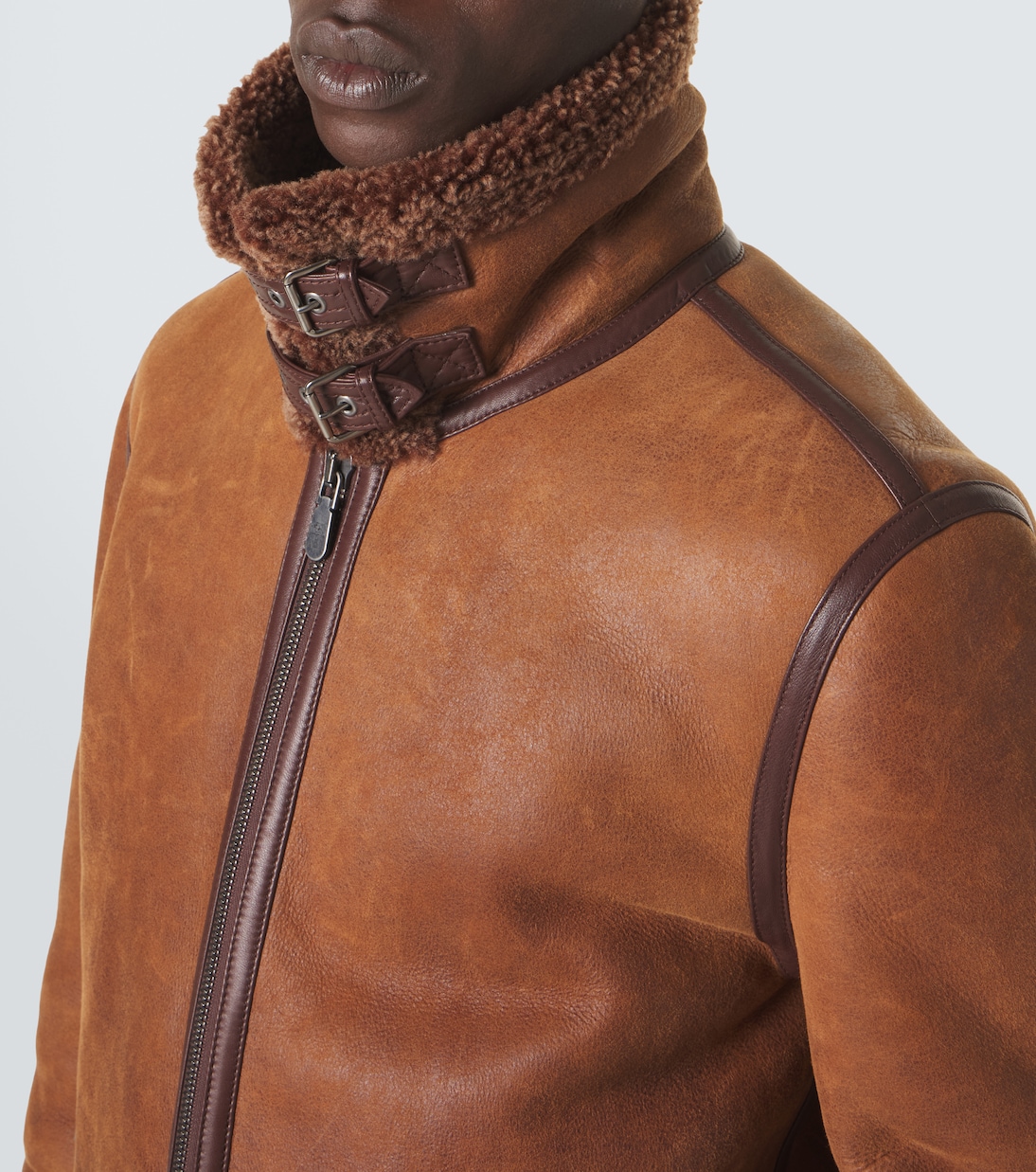Shearling-lined leather jacket | Brunello Cucinelli