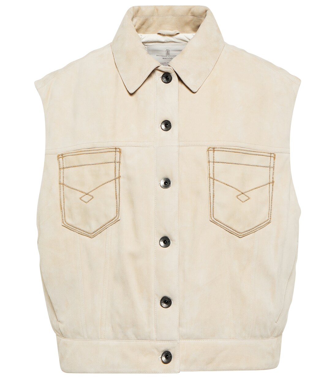 Gilet imbottito in suede | Brunello Cucinelli