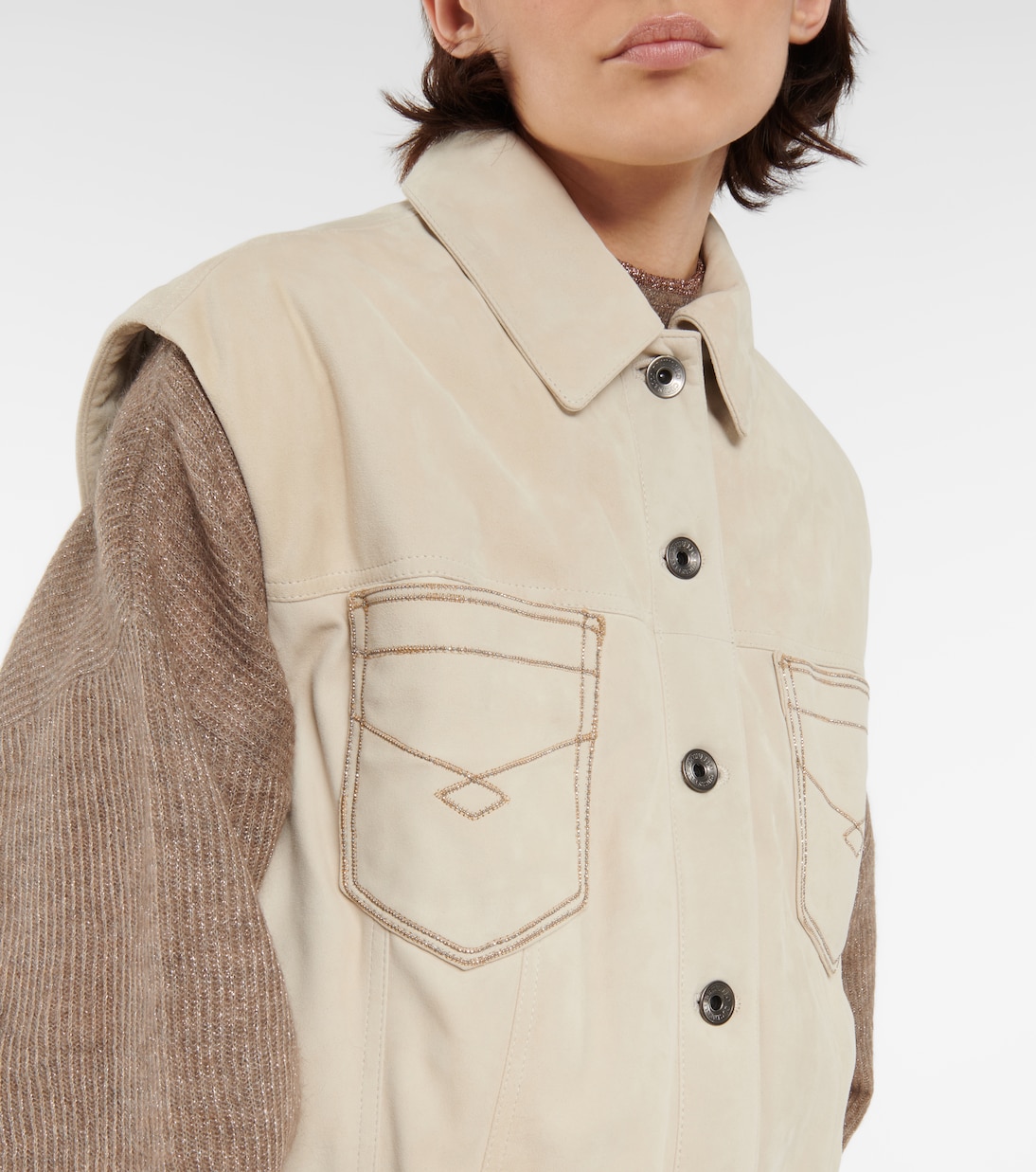 Gilet imbottito in suede | Brunello Cucinelli