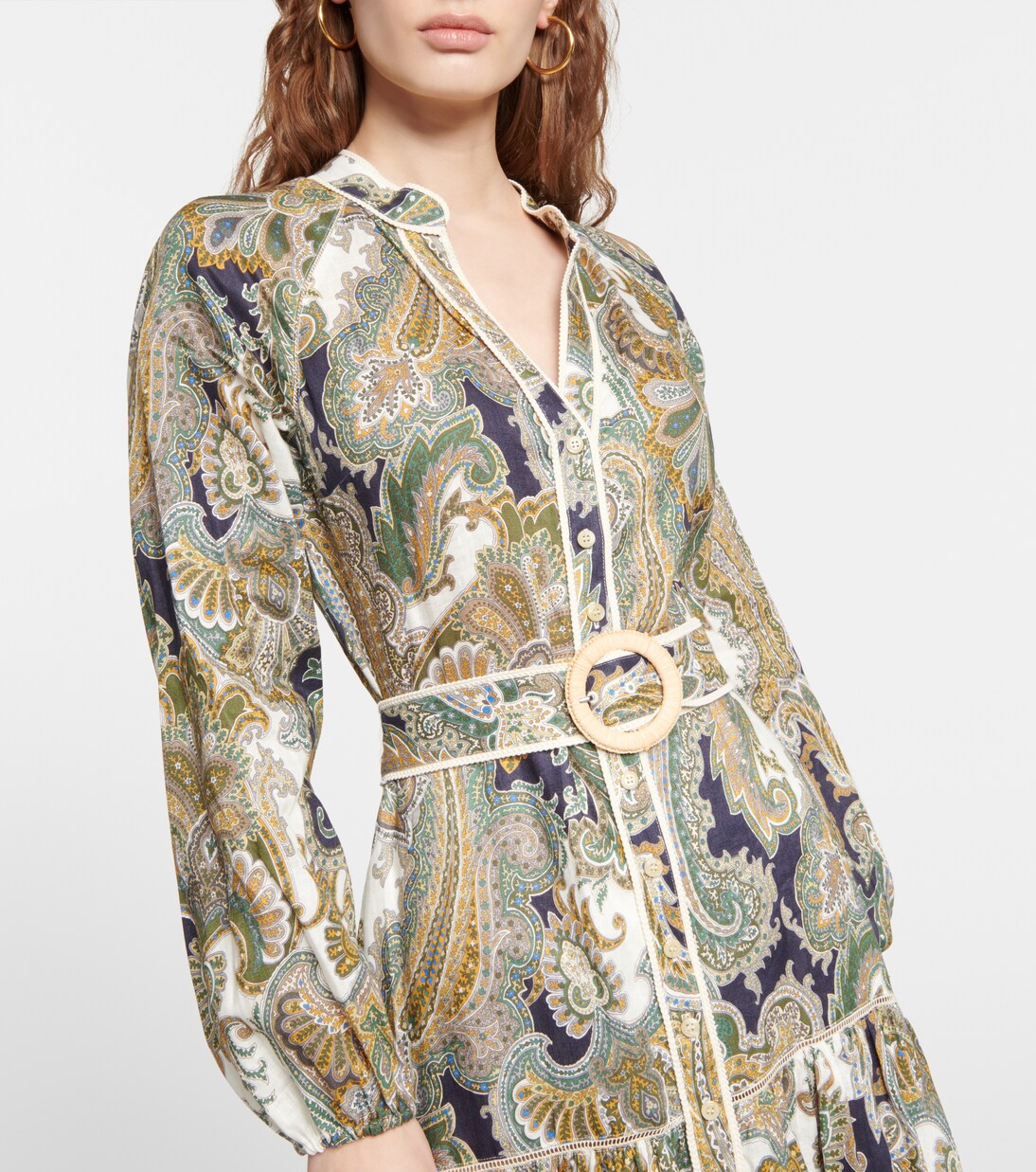 Robe midi Kadar imprimée en lin | Veronica Beard