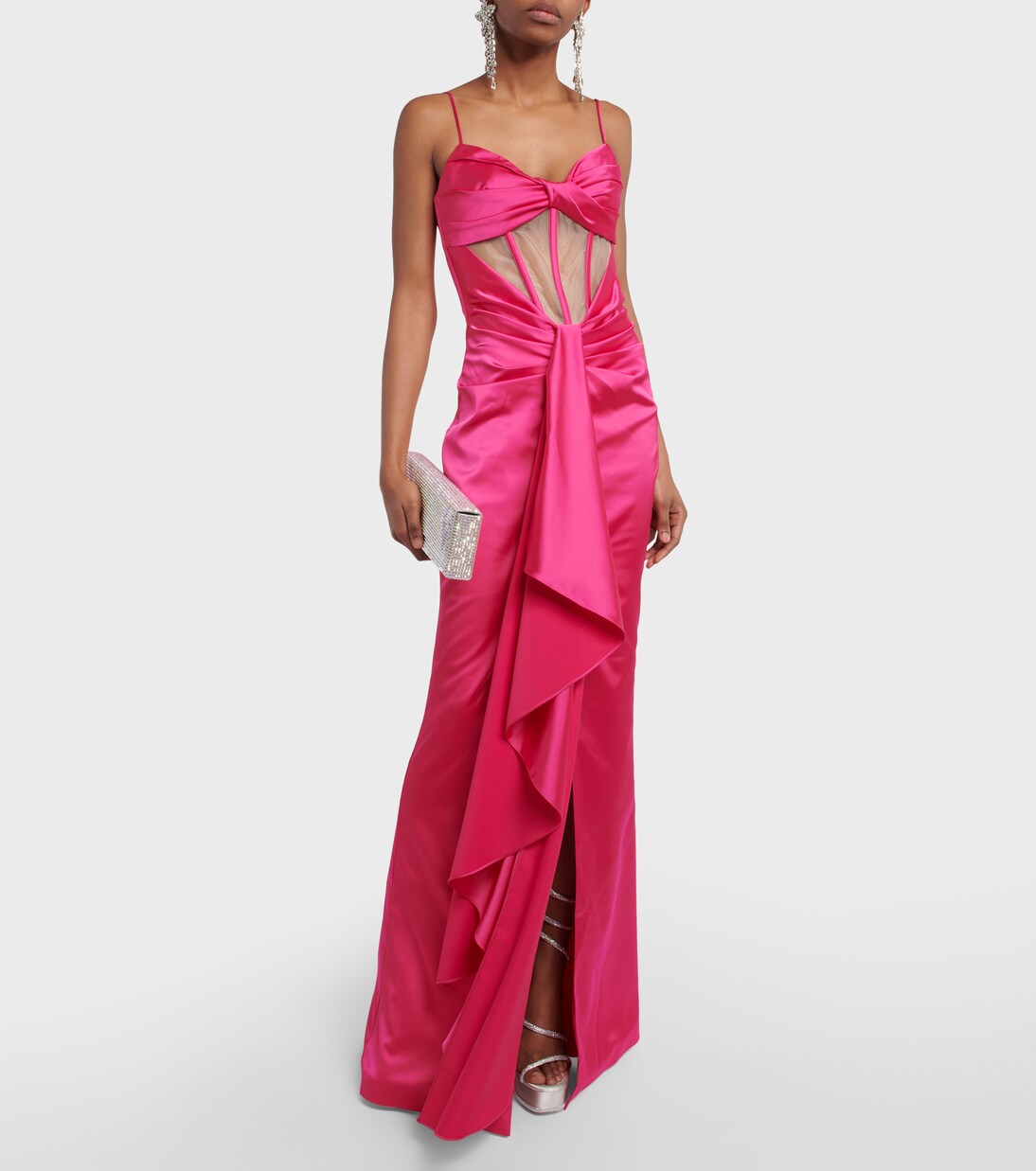 Draped corset satin gown | Rasario